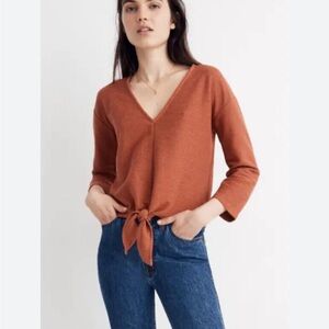 Madewell Texture & Thread Tie Waist Ribbed Top